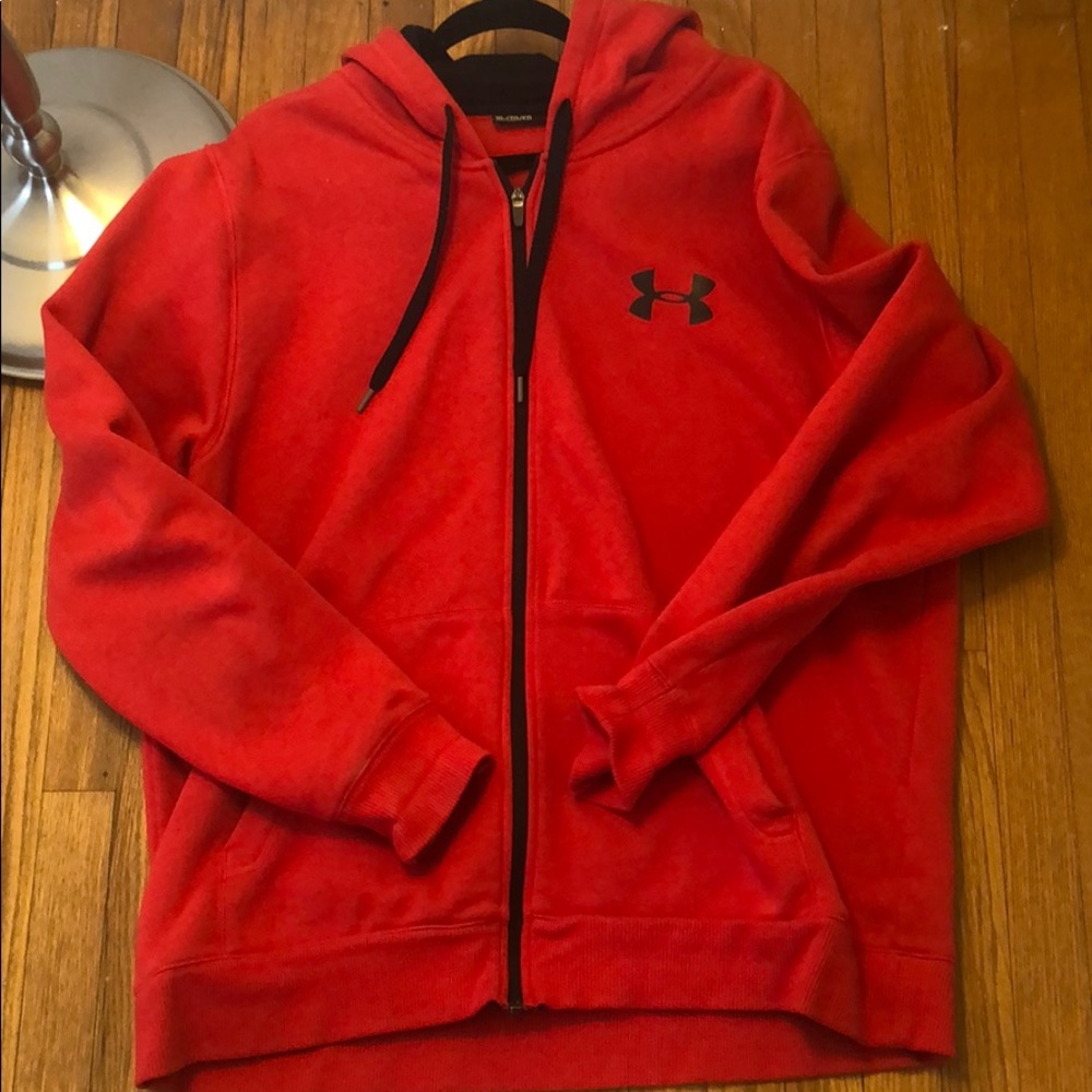 Men’s red Under Armour zip up hoodie